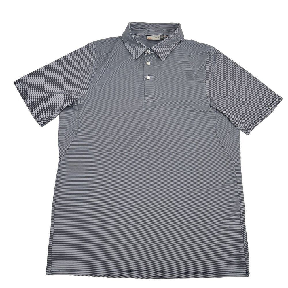 KJUS Soren Shirt Men's 54 XL Blue White Stripes Golf Polo Performance UPF 50+